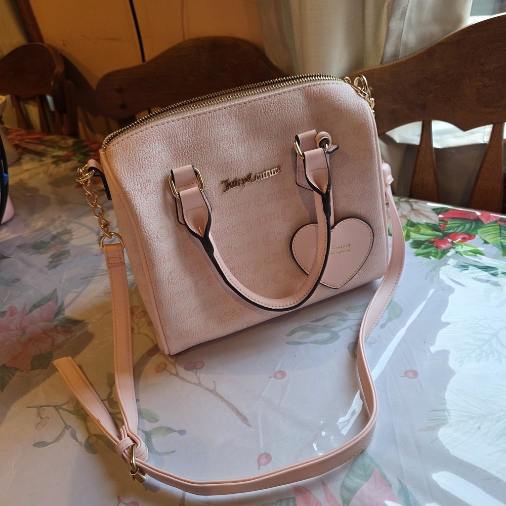Juicy Couture Blush Pink Heart Tag Satchel